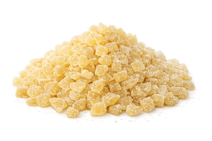 Ingvers žāvēts ar cukuru, mazie kubiņi